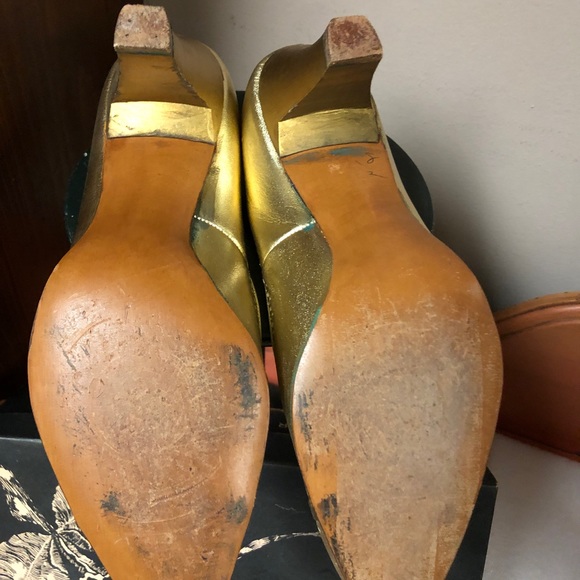 Vintage 1960's shoes Balli heels gold rockabilly with original box Size 6.5 - Picture 6 of 15